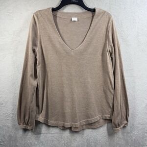 Poetry V-neck Top Hemp Organic Cotton‎ Blend Beige Women's Size 8 Sustainable